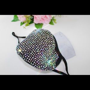 Rhinestone Face Mask With Filter Pocket